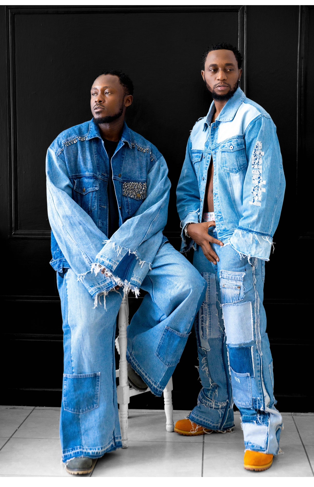 men’s patchwork denim jacket