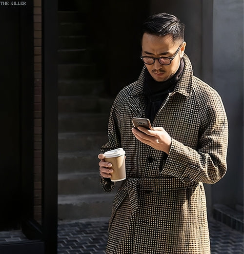 vintage houndstooth trench coat