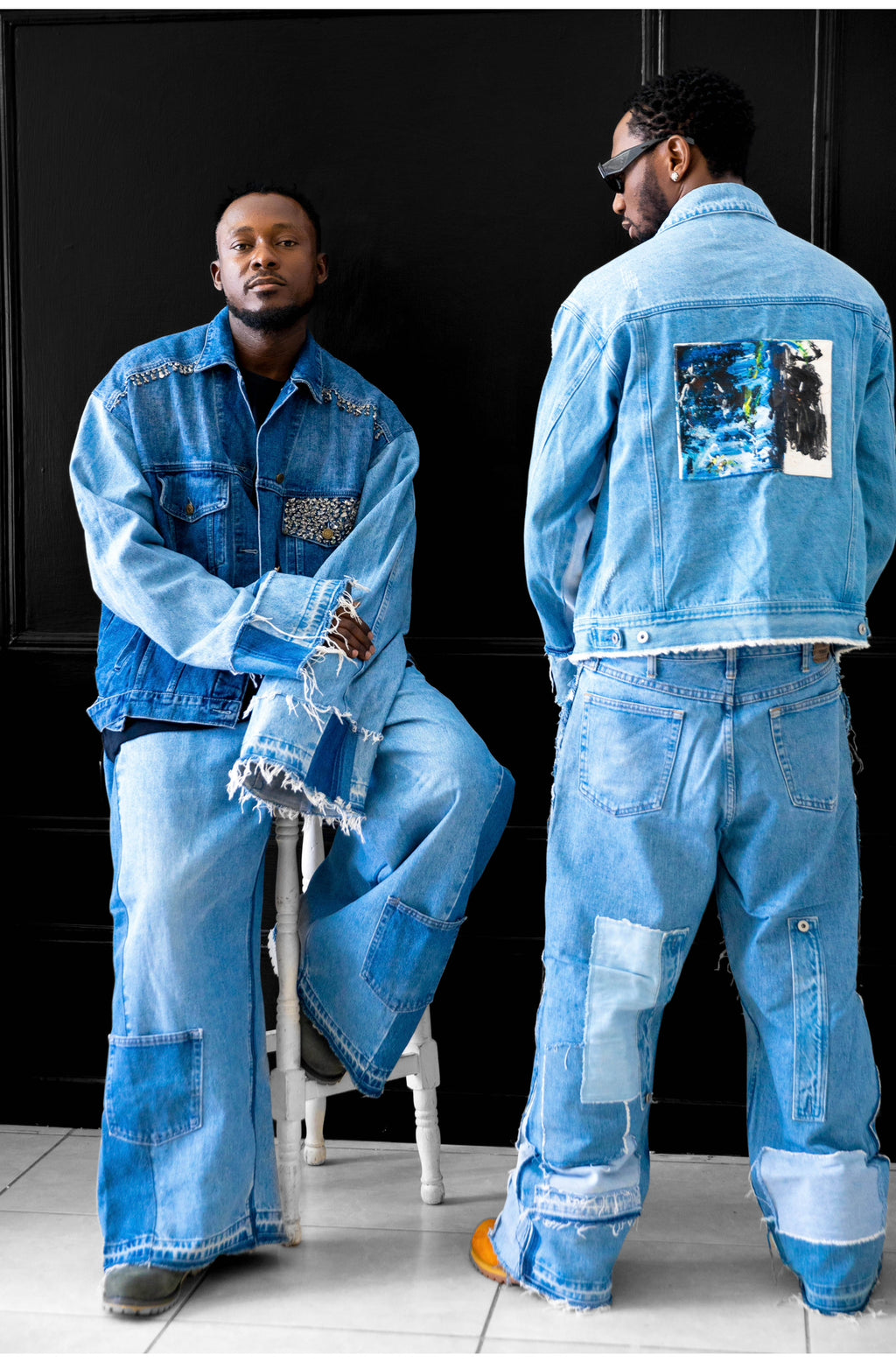men’s patchwork denim jacket