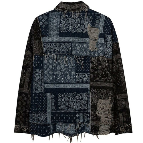 Denim Jacket Men Patch Vintage Cowboy Outwear