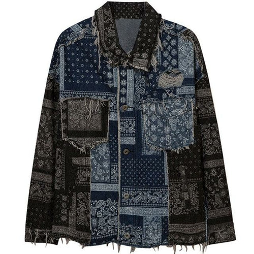 Denim Jacket Men Patch Vintage Cowboy Outwear